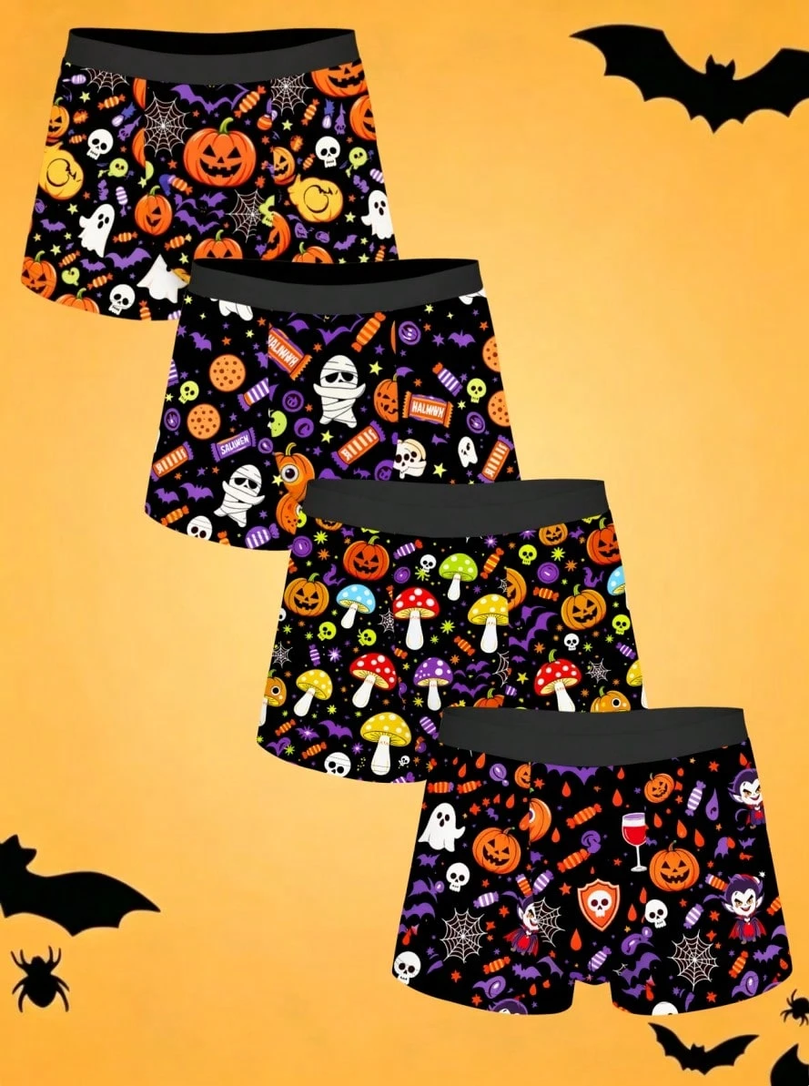 Notgurli Halloween Costumes For Men Pattern Men's Boxer Briefs, Comfortable Boxer Shorts, High Elastic Mid-Rise Athletic Underwear, Stylish Men's - Multicolor - View 1