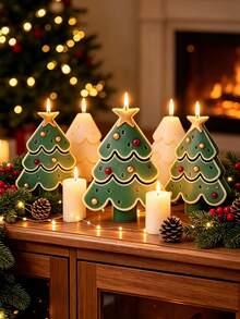 1pc Christmas Tree Candle Mold, Snowflake Embossed Tree Shape Silicone Candle Mold, DIY Aromatherapy Candle, Plaster, Resin, Clay Crafts, Easy Release, Non-Stick, Reusable, Home Desktop Decoration, Christmas, Thanksgiving, Halloween Handmade Gift - A - View 7