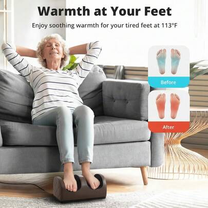 Electric Brown Foot Massager. Roller  Relaxation Massage, Foot Point Massage. Positive And Negative Motion Modes, 3-Gear Massage Intensity. Especially Suitable For Calves, Feet, Legs And Hands. Best Holiday Gift For Family And Friends