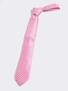 1pc Unisex Pink & White Fine Plaid College Style Shirt With Slim Tie Accessory - Multicolor - View 4