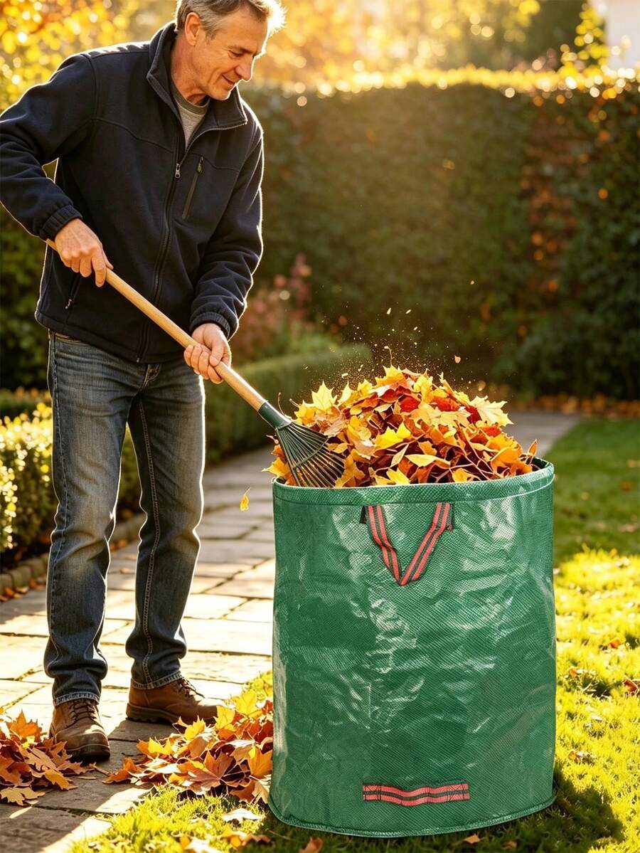 Large Capacity Reusable Leaf Collection Bag With Handle, Thickened Grass Clippings Collection Bag For Garden Yard And Lawn Debris Cleanup, Essential For Autumn And Winter Cleaning