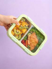 850ml Multi-Compartment Lunch Box, 304 Stainless Steel And PP Material Divided Meal Container, Includes Fork And Spoon Set, Leak-Proof Design, Suitable For School, Office And Travel, And Reusable - Multicolor - View 6