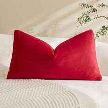 1pc/2pcs Velvet Red Solid Color Decorative Throw Pillow Cover (Pillow Insert Not Included), Square Cushion Cover, Holiday Home Decor Pillow, Soft & Comfortable Linen-Like Fabric, Modern Decor For Sofa, Bedroom, Dorm - Red - View 10