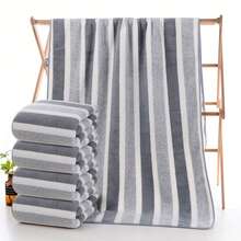 1/4pcs Striped Bath Towel Set, Beach Towel Bath Towel, Absorbent And Quick-Drying Shower Towel, Super Soft And Skin-Friendly Bathing Towel, For Home Bathroom, Ideal Bathroom Supplies Family Essentials Home Decor And Accessories Bathroom Accesssories - Grass Green X 4pcs - View 5