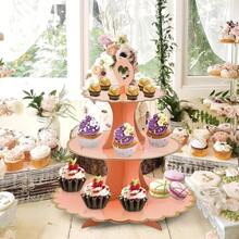 1PC Disposable Three-Layer Hot Stamping Paper Cake Stand Birthday Party Supplies Floral Tea Party Wedding Party Cake Decoration - Multicolor - View 2