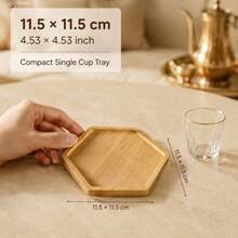 Hexagonal Bamboo Coaster Set, 5 10 20 Pieces Optional, Arabic Coffee Utensils Tabletop Decor, Ramadan Home Tabletop Storage Organizer Mat, Non-Food Contact - Champagne - View 4
