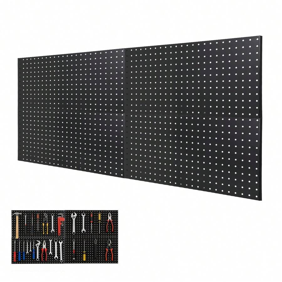 GOCAPTAIN Heavy-Duty Metal Pegboard Wall Storage Module, For Garage And Workshop Tool Storage, 2-Piece/3-Piece/4-Piece - Powder-Coated Steel, Wall-Mounted Modular Storage, Flexible Layout, Compatible With Hooks - Black - View 1