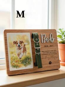 Personalized Custom Pet Memorial Plaque With Photo & Collar Clip, Engraved Name/Life Years/Quote, Wooden Base, Photo Slot, Collar Holder – Perfect For Home Decoration, Keepsake Gift For Pet Lovers (Dog/Cat Owners) - Brown - View 11