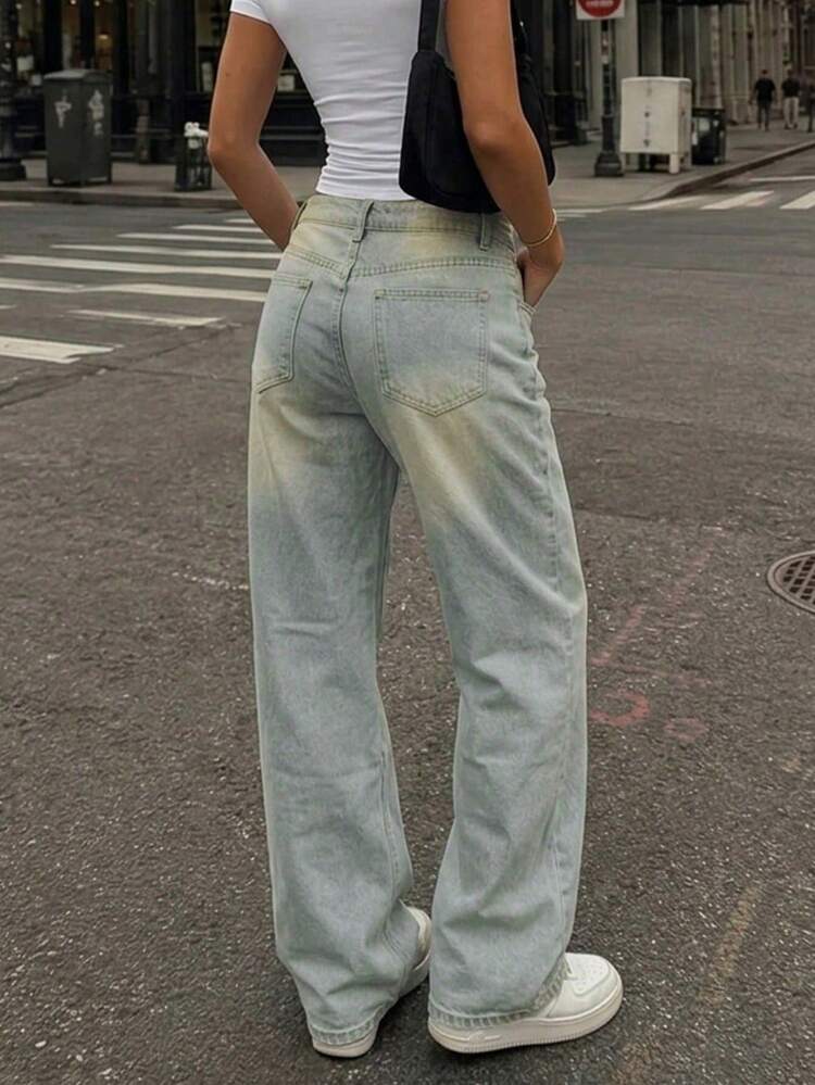 Women's Vintage Loose Boyfriend Straight Leg Denim Jeans - Light Wash - View 4