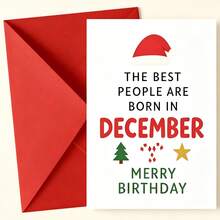 1pc December Birthday Christmas Card With Envelope - "Born In December" Holiday Greeting, Suitable For Friends And Family, Blank Inside - View 13
