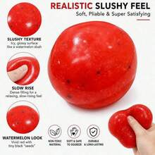 1 Peça Bola Macia em Formato de Melancia, Bola de Alívio de Estresse com Textura de Raspadinha de Melancia, Brinquedo Fidget para Gerenciamento de Ansiedade na Mesa do Escritório, Colecionável Criativo para Festa Temática, Bola de Estresse Crocante Tipo Gelatina - Multicolorido - Visão 3