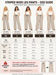 Women's Autumn Four Seasons Holiday Beach Brown Striped Bubble Gauze Wide Leg Pants Set, Tropical Style School Campus, Back To School Season Long Pants, Teacher's Day Striped Pants - Brown - View 6