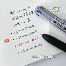 2pcs/Pack 4-In-1 Multi-Color Neutral Pens 0.32mm 0.5mm Black Red Blue Writing Pens Creative Clip Design Office Supplies Business Gifts - A - View 5