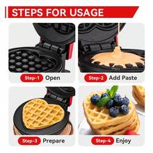 Pembuat Wafel Mini 4 Inci Berbentuk Hati, Oven Kue Telur Gelembung, Pembuat Panini, Panci Wafel Mini, Oven Kue Telur, Cetakan Wafel Sarapan, Cocok untuk Porsi Tunggal, Membuat Panini, Hash Brown, dan Sarapan, Makan Siang, atau Camilan Praktis Lainnya, Mudah Dibersihkan, Lapisan Anti Lengket, Pola Hati Merah Muda - Steker Tipe AS A (110-127V) - View 4