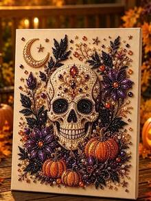 1Pc Halloween Pearl Painting Kit - Creative Ghost-Themed Craft, Frameless, Ideal For Adult Hobbyists, Home Decor, And Holiday Gifts - Multicolor - View 16