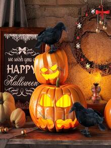 Halloween Shoulder Crow Decoration, Realistic Black Feather Crow Statue With Shoulder Strap, Suitable For Halloween Costume Party - Multicolor - View 4