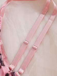 Women's Leopard Print Bow Decor Sexy Everyday Spaghetti Strap Bra - Pink - View 6
