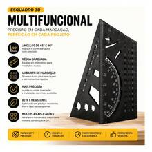 Esquadro 3D Multifuncional Régua Gabarito 45° 90° Medidor Angular Marcenaria Carpintaria Furos Móveis DIY Ferramenta - Multicolorido - Visão 3