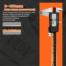 Jangka Sorong Digital Presisi Tinggi 150mm 6 Inci, Bodi Penggaris Tahan Aus dari Baja Tahan Karat, Layar Besar dan Jelas, Konversi 3 Unit, Dilengkapi Kotak Penyimpanan, Untuk Proyek DIY Rumah & Inspeksi Perangkat Keras - A - View 1