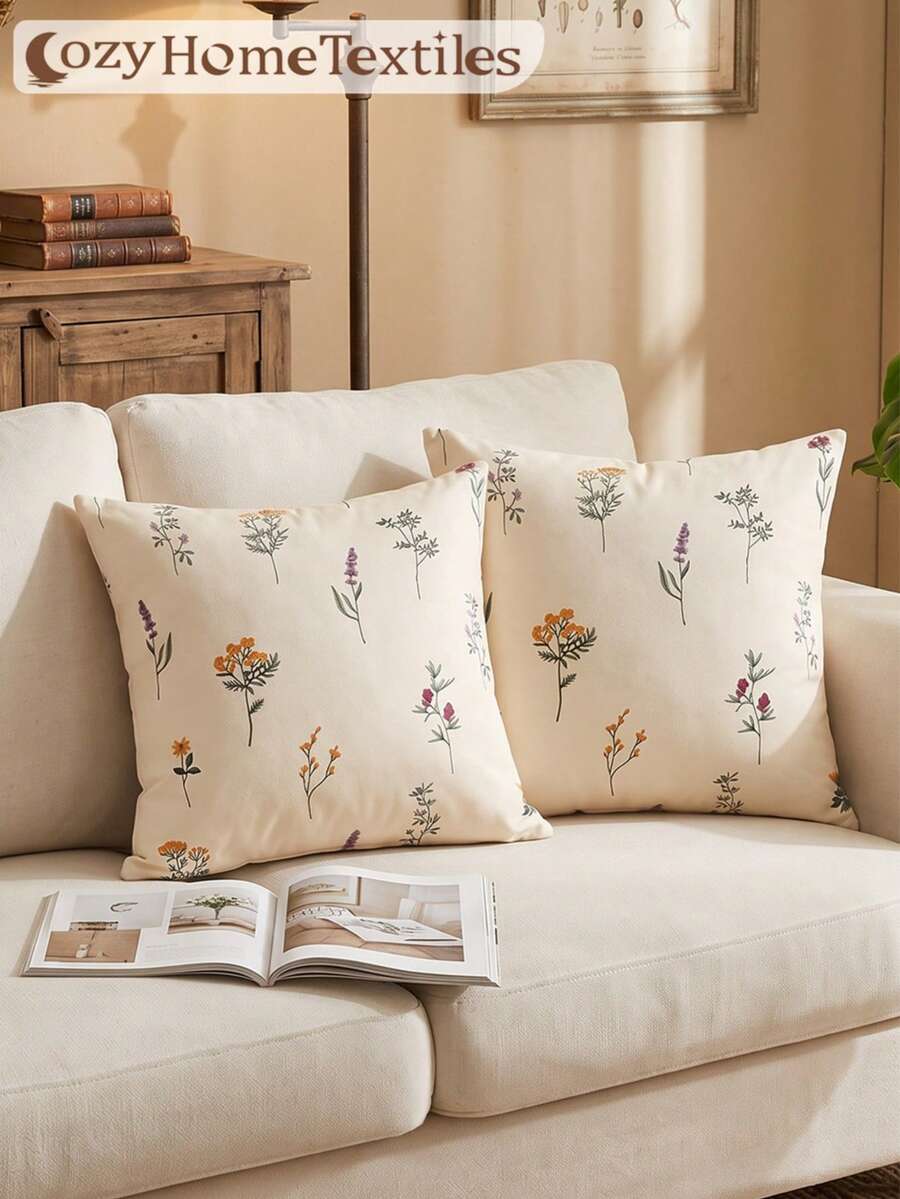 1pc/2pcs Printed Pillowcase (Pillow Insert Not Included), Zipper Closure, Easy Care, Soft Breathable Skin-Friendly, Suitable For All Seasons, Sofa And Room Decorative Cushion, Back To School