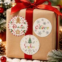 Customized Christmas Stickers, Holiday Gift Packaging Name Label Stickers, Personalized Holiday Labels, Customized Name Gift Seal Stickers, Customizable Christmas Package Decorations, Christmas Gift Labels, Party Favor Stickers, Customized Stickers, Round Stickers, Home - Style C - View 5