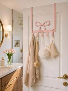 Pink Bow-Shaped Metal Hook, Door-Hanging Design, Elegant Bow Towel Hook Rack, Cute Room Decor, Suitable For Girls' Room, Cabinet, Living Room, Bathroom And Bedroom, Space-Saving And Multi-Functional Decoration - Multicolor - View 10