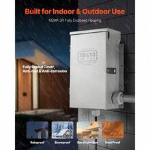Manual Transfer Switch, 50-Amp 10-Circuit, Prewired Generator Transfer Switch Kit With CS6375 Plug Power Inlet Box, Double-Throw Switch, NEMA 3R, Mechanical Watt Meter, For 12500W Generators - 50A 10-circuit - View 4