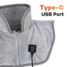 USB Electric Heated Shawl, 3-Level Temperature Control, Zippered Heating Shoulder Wrap, Suitable For Neck And Back, Relieves Neck And Shoulder Fatigue, Warms Back, Washable Warm Shawl, Unisex, Ergonomic Design, Suitable For Home, Office, Travel, Ideal Holiday Gift - Grey - View 9