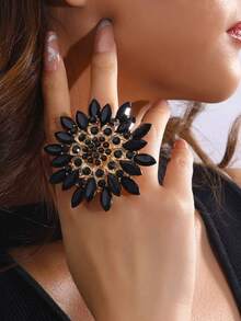 1pc Elegant Women's Brooch, Inlaid With Purple Rhinestones, Suitable For Daily Gatherings, Banquets And Gifting Occasions - Black - View 3