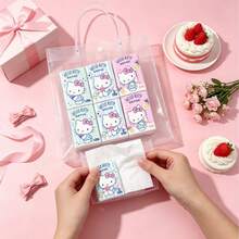 Sanrio 9/18 Small Pack/Set Exquisite Handkerchief Tissues, Cute Hello Kitty Printed Chiffon Paper, Portable Cartoon Pattern Facial Tissues, Suitable For Office, Birthday Gift, Wedding, Restaurant, Back To School Season - Cartoon - View 4