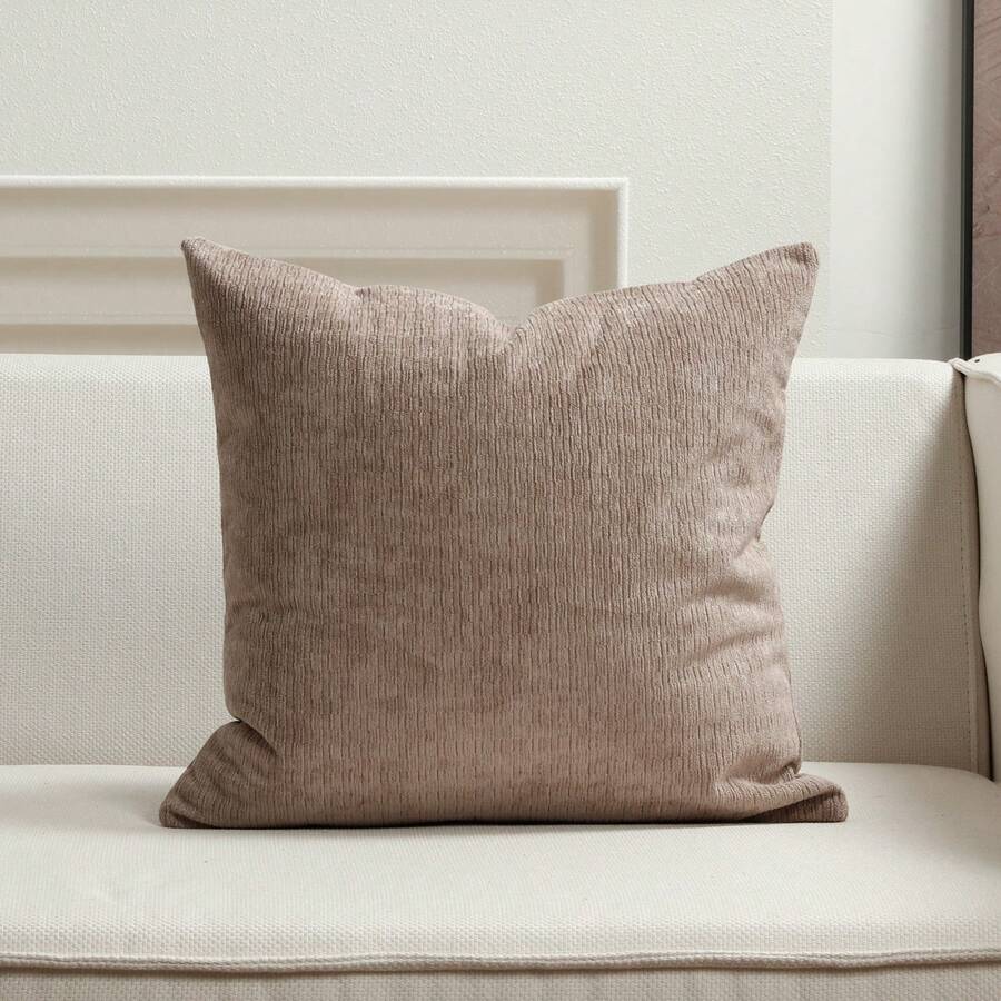 Double-Sided Chenille Geometric Jacquard Back Composite Cushion Cover - Camel - View 1