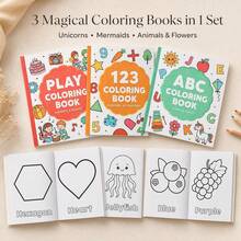 (PLAY 36 Pages/127g, ABC 54 Pages/173g, 123 42 Pages/136g) 3-Book Set Children's Coloring Books, Toddler Coloring Books, Large Size Simple Patterns, Letters Numbers Colors Shapes Learning, Educational Activity Books, Fun Gift For Boys And Girls - Paperback - View 7