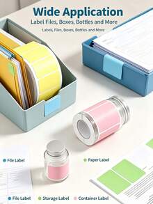 100pcs Colorful Blank Color-Coded Label Stickers Set, 40*30mm Rectangular Strong Adhesive Writable Marking Labels, Suitable For Back To School, Office, Storage Room Jars And File Organization - Random B - View 3
