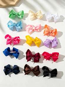 MH 20pcs/40pcs Solid Color Ribbed Bow Hair Clips With Alligator Hair Clip And Bubble Flower Hair Accessories - Multicolor - View 7