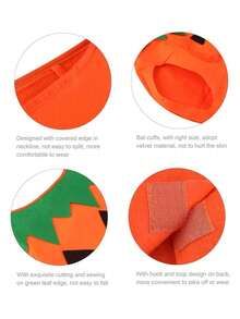 3-Piece Pumpkin Set - Pumpkin Hat, Trick-Or-Treat Bag, Costume Outfit, Suitable For Halloween Celebrations And Performances - Multicolor - View 7