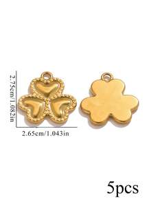 5pcs Stainless Steel 18K Gold-Plated Charms: Fashionable Heart-Shaped Flower Pendant Necklace And Earrings-DIY Jewelry Making Bag Charms Trinkets - Pendants - View 12