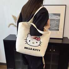 1Pc Sanrio Official Large Capacity Tote Bag, Soft Casual Shoulder Bag With Cute Print, Lightweight Travel Storage Organizer For Daily Use, Portable Handbag For Women Girls - View 5
