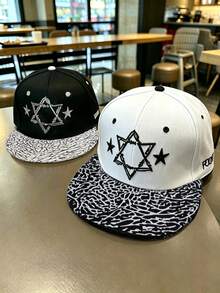 1pc (Random Print) Letter D & Five-Point Star Flat Brim Baseball Cap, Suitable For Street Hip-Hop Style, Outdoor Fashion, Daily Casual Sun Protection, Flat Brim, Versatile For Everyday Wear - Multicolor - View 8