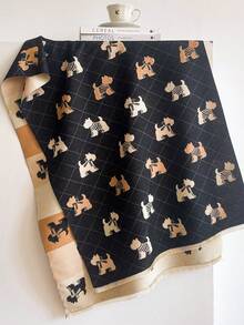 1pc Thick Cartoon Puppy Dog Rectangular Scarf 65*185cm, Brushed Polyester Faux Cashmere, Autumn Winter Shawl For Travel Party, Multi‑Use As Headscarf - Multicolor - View 11