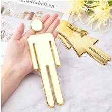 2pcs WC Wall Stickers Toilet Signs Bathroom Door Plaques Mirror Gender Door Signs Wall Decor Accessories Best Gift Birthday Graduation - Multicolor - View 3