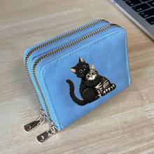2pcs Cat Pattern Lightweight Fashionable Women's Card Holder Double Zipper Wallet Mini Wallet Card Holder Suitable For Daily Use - Multicolor - View 10