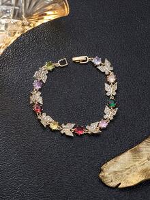 1pc Exquisite Stackable Oro Laminado Three-Color Butterfly Pendant Bracelet, Suitable For Romantic Daily And Vacation Wear - Butterfly Bracelet - View 6