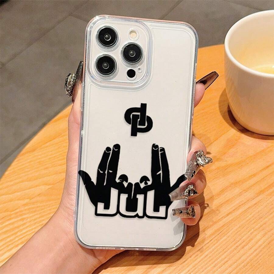 Street Hip-Hop Gesture Symbol Rapper JuL C'est Pas Des Lol Print Daily Use Black Phone Case, Shockproof Matte Back, Provides Protection For Phone, Durable Full Coverage Hard Phone Protective Cover - Multicolor - View 1