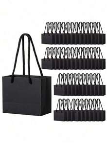 12/6/1pc Black Gift Bags, Holiday Shopping Bags, Wedding, Small Gift Bags, Suitable For Birthday, Graduation, Wedding And Holiday Parties, Paper Gift Bags, Available In Large, Medium And Small Sizes - Multicolor - View 9