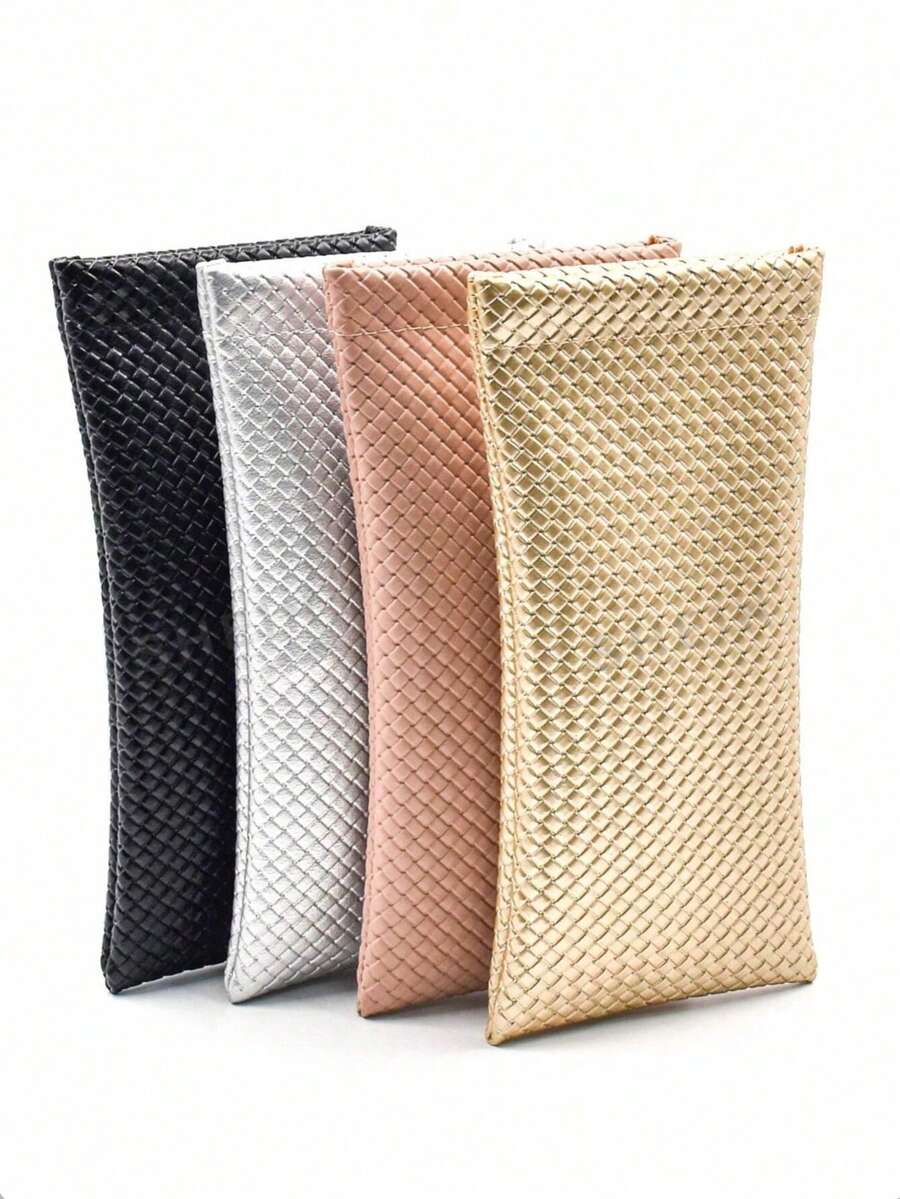 1pc Fashionable Glasses Case - Portable Push-Button Leather Glasses Case Anti-Scratch - Multicolor - View 1