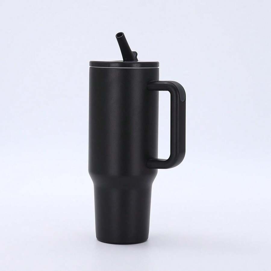 40-Ounce Double-Layer Vacuum 304 Stainless Steel Insulated Sports Water Bottle, With A Strawand Handle, Can Keep Warm For 12 Hours Or Cold For 24 Hours, Suitable For Outdoor Sports Andcamping, The Best Gift For Sisters, Husbands, And Wives - Black - View 1