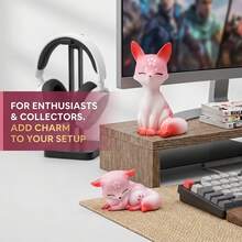 Pink Sakura Fox Figurine Set – Dual Pose Resin Desktop Decor With Cherry Blossom Details, Cute Animal Ornament For Home & Office - 2pcs - View 8