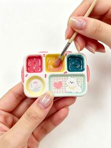 Cute Nail Art Mixing Palette, 5-Grid Mini Tray For Gel Polish Color Mixing & Nail Bead Rhinestone Storage, Kawaii Manicure Tool - Multicolor - View 5