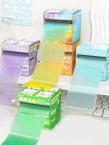 Gradient Pearl Color Expandable Sticky Notes, Reusable Strong Adhesive Colorful Marker Note Pads, School Supplies - one-size - View 4