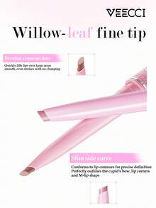 VEECCI Pensil Bibir Dua Ujung, Mendefinisikan Kontur Bibir, Tahan Air dan Tahan Lama, Tidak Pudar, Cocok Dipadukan dengan Lipstik untuk Bibir Penuh, 2-in-1: Pensil Bibir dan Kuas Bibir, Cocok untuk Pemula - #D04 Beras Cokelat - View 3
